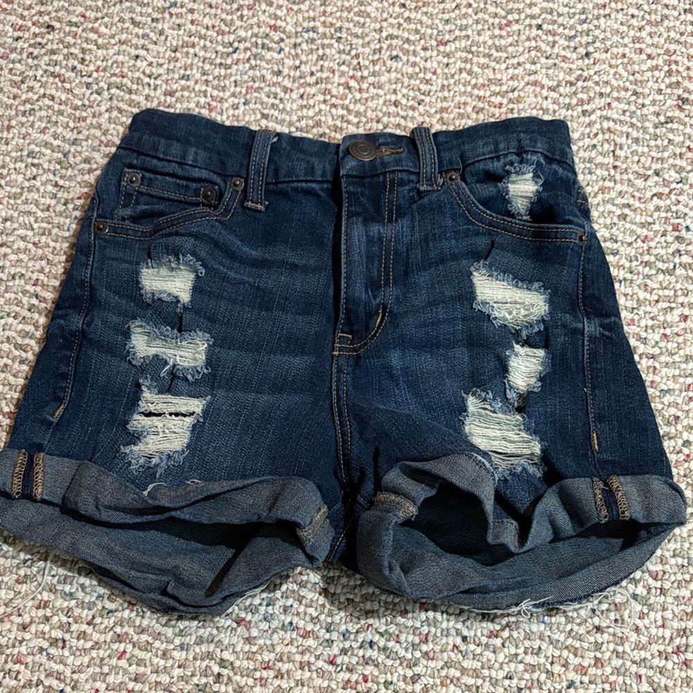 Aeropostale Dark Blue Distressed Jean Shorts
